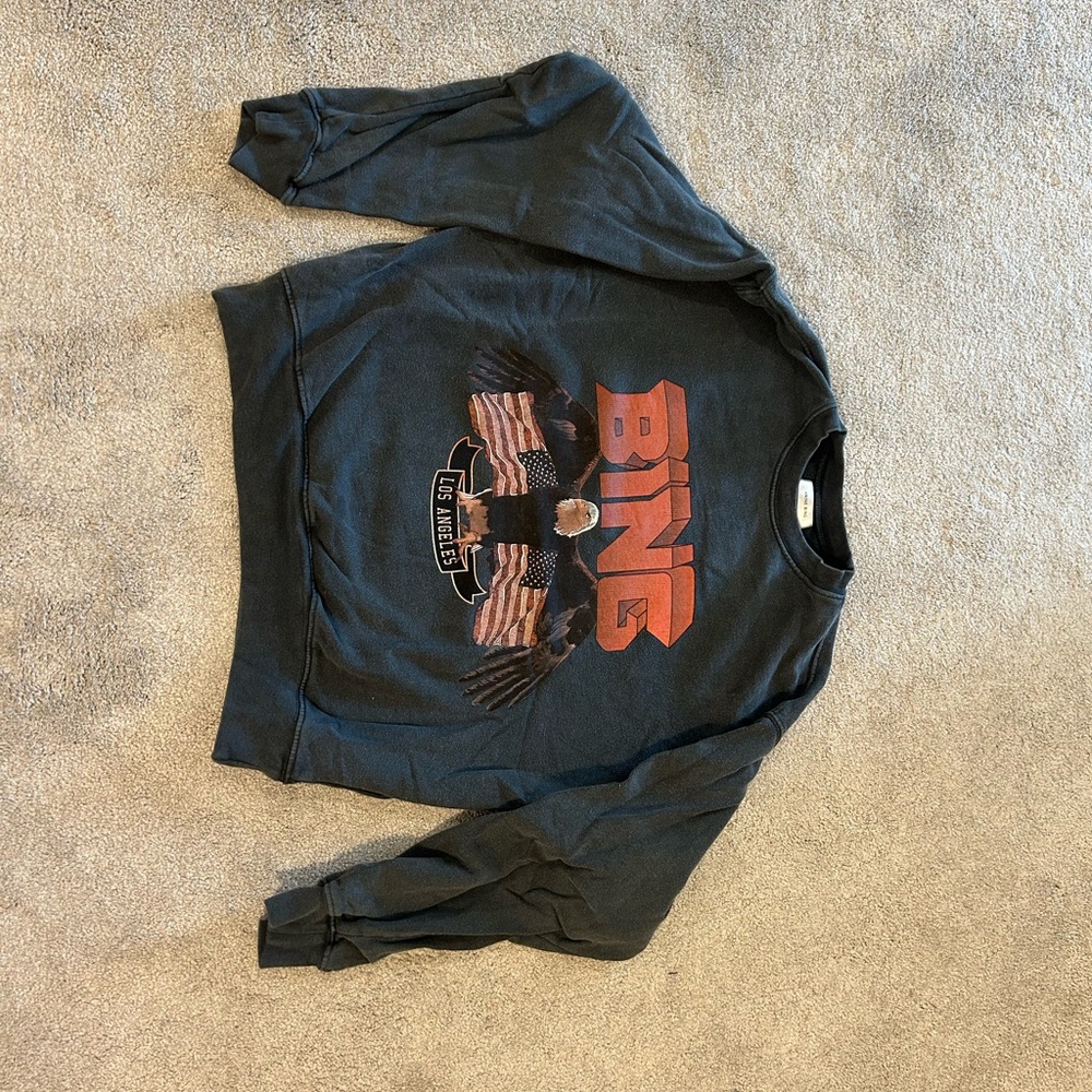 Anine Bing Black Graphic Crew Neck Sweater- size M